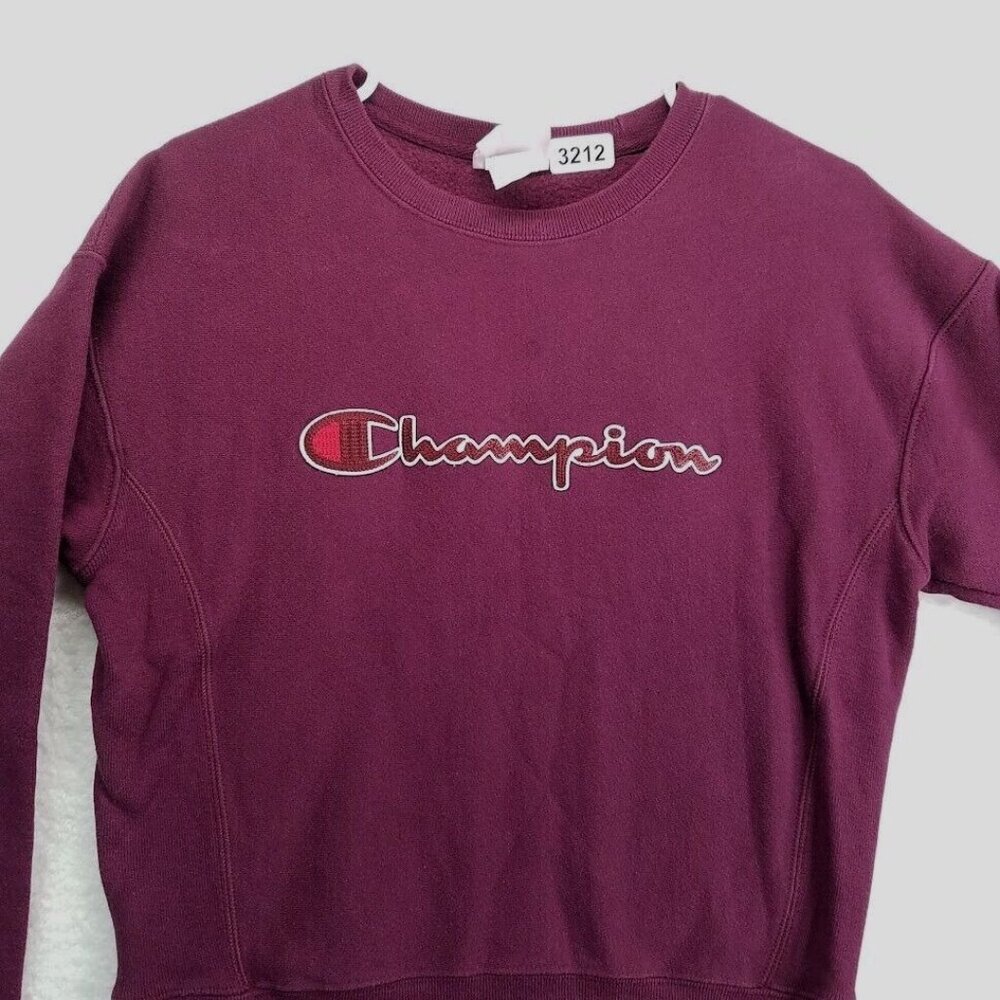 Champion Sweatshirt Small Reverse Weave Burgundy‎ Fleece Crewneck Pullover